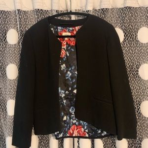 Aritzia Wilfred Black Blazer with Floral Interior